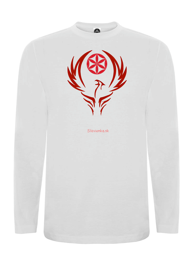 DLHE-TRICKO-MUZ-vták ohnivak-Perunov-kvet-biele_slovienka.sk