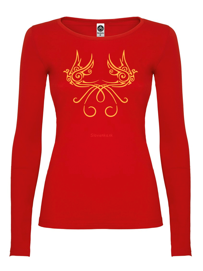 DLHE-TRICKO-Zena-zar-ptica-cervena-zlata_slovienka.sk