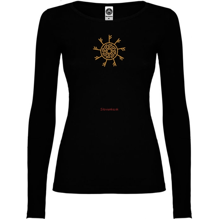 vyšívané-čierne-tričko-žena-dlhy-rukav-runy-fehu-Ladinec-zlata-slovienka.sk