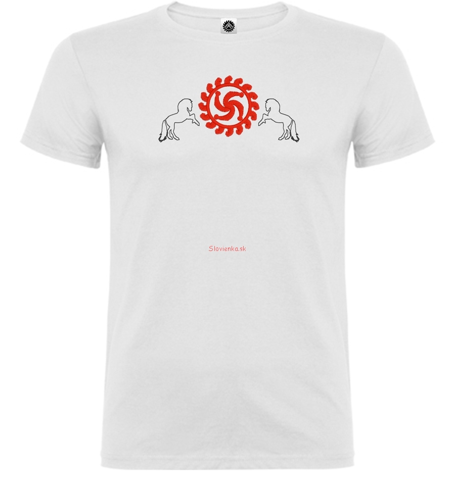 Tričko-s-krátkym-rukávom-pre-chlapca-ROD+kone-červená-3-8-12r-Biele-slovienka.sk