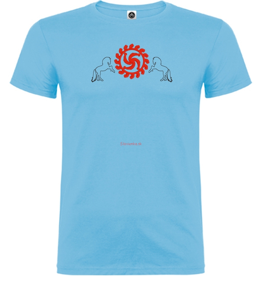 Tričko-s-krátkym-rukávom-pre-chlapca-ROD+kone-červená-3-8-12r-Modré-slovienka.sk
