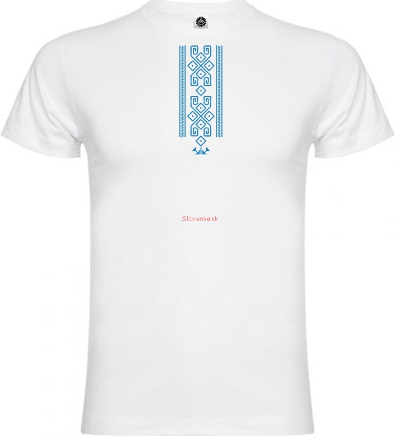Vysivane_tricko_panske_muz_biele_ukrajinsky_narodny_vzor-PAS-prvky_slovanske_modre_slovienka.sk