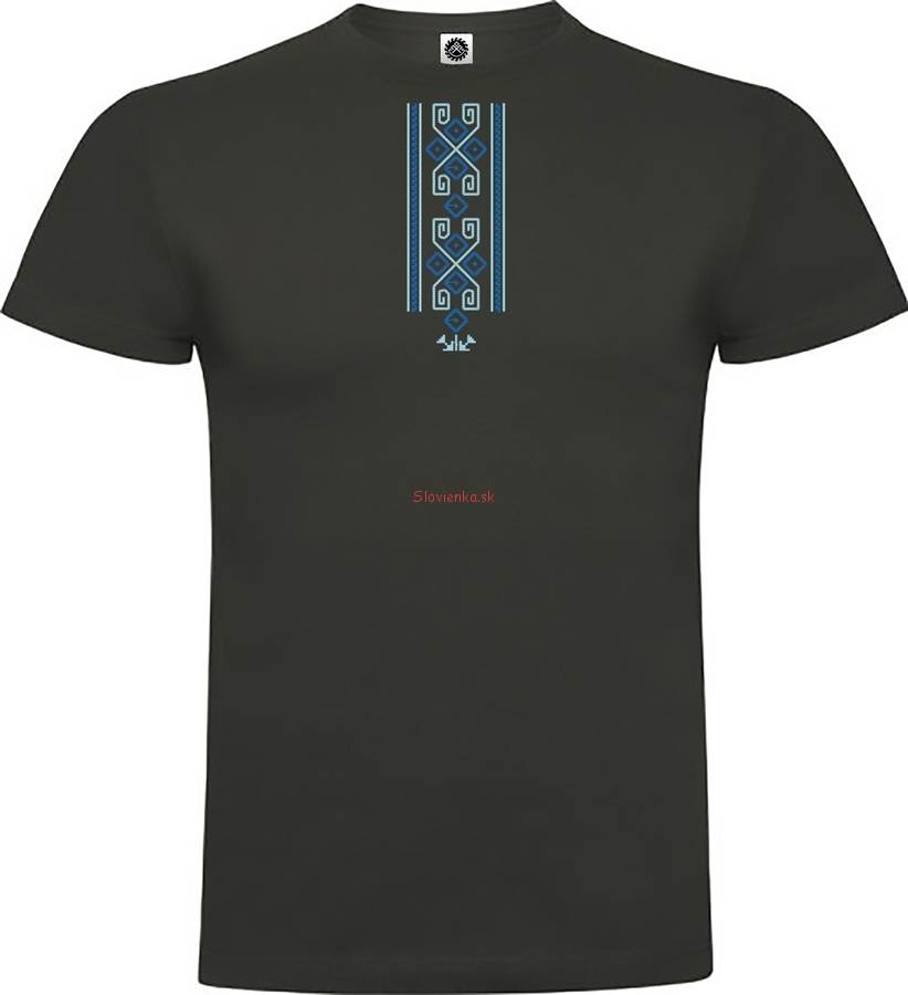 Vysivane_tricko_panske_muz_cierne_ukrajinsky_narodny_vzor-PAS-prvky_slovanske_svetlo-modro_modra_slovienka.sk