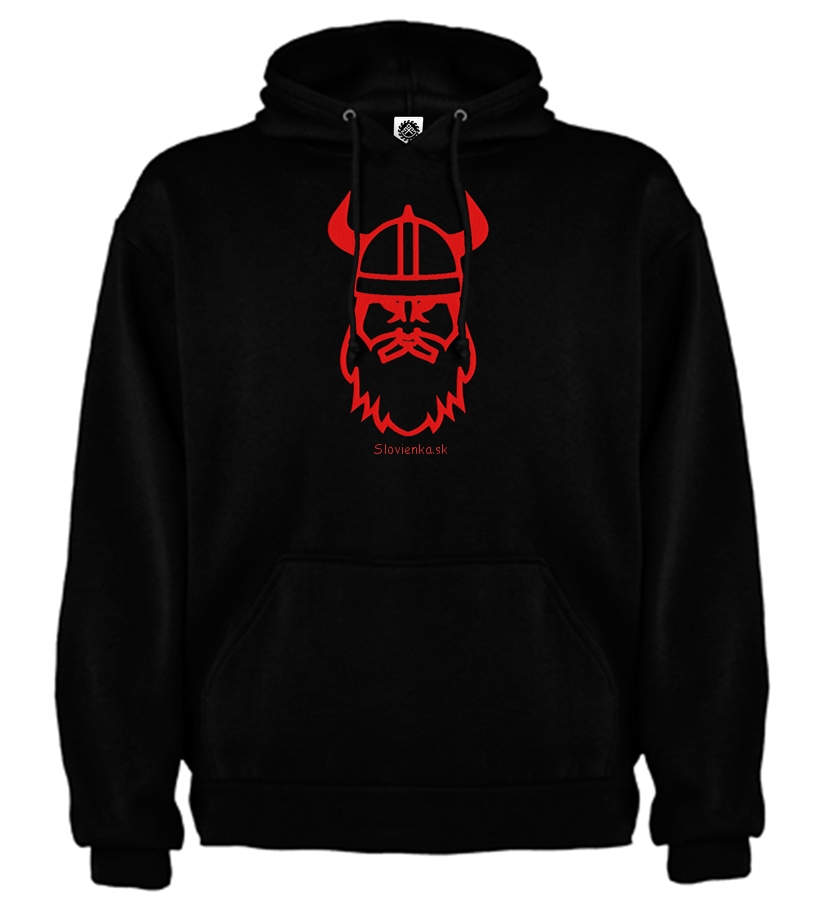 panska-mikina-s kapucnou-Muzska vysivka-vysivana-Muž-MIKINA-CIERNA-VIKING-cervena_slovienka.sk