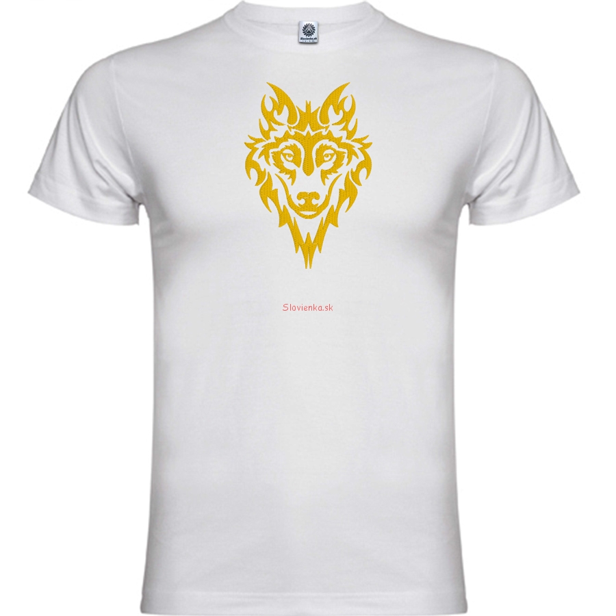vysivane-tricko-biele-VLK-zlata-slovienka.sk
