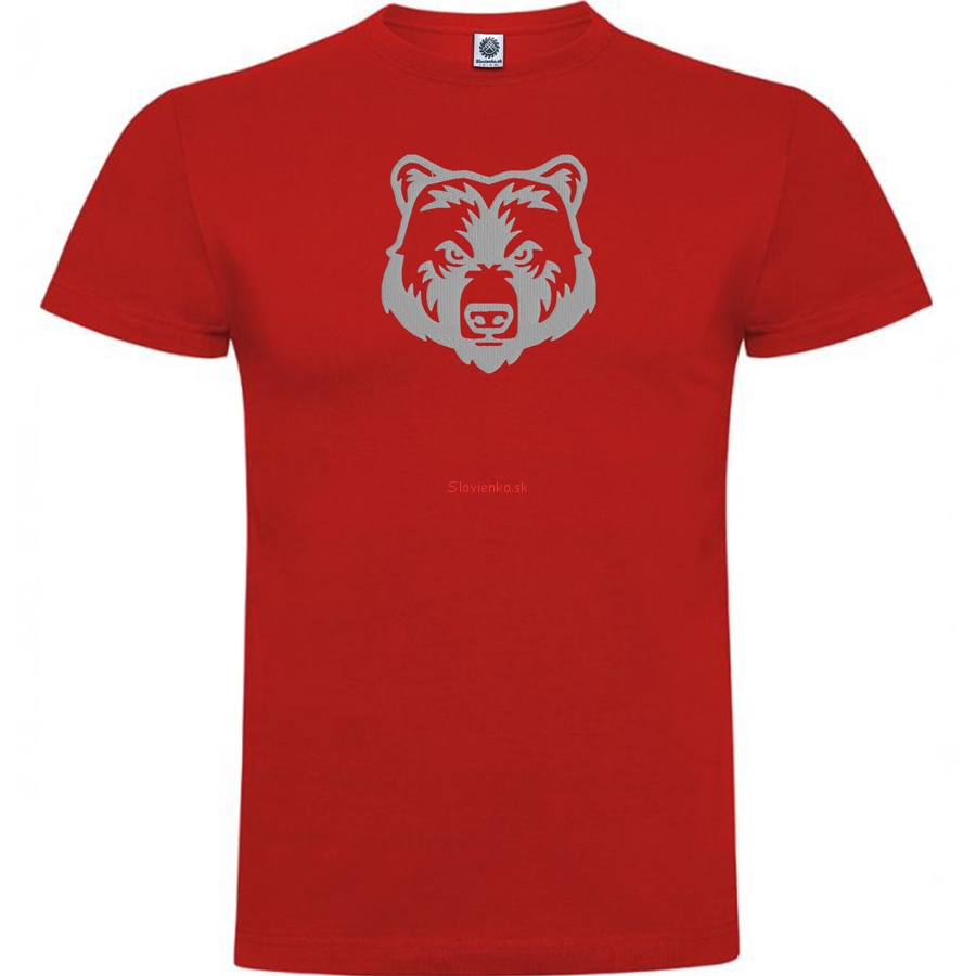 vysivane-tricko-cervene-Medved-strieborna-vysivka-slovienka.sk