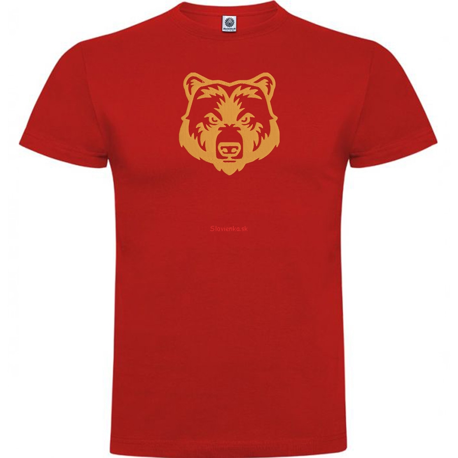 vysivane-tricko-cervene-Medved-zlata-slovienka.sk